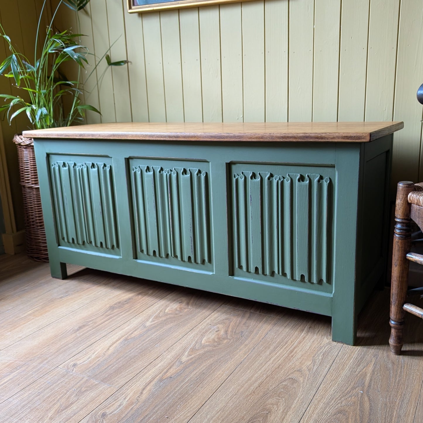 Large Painted Vintage Blanket Box