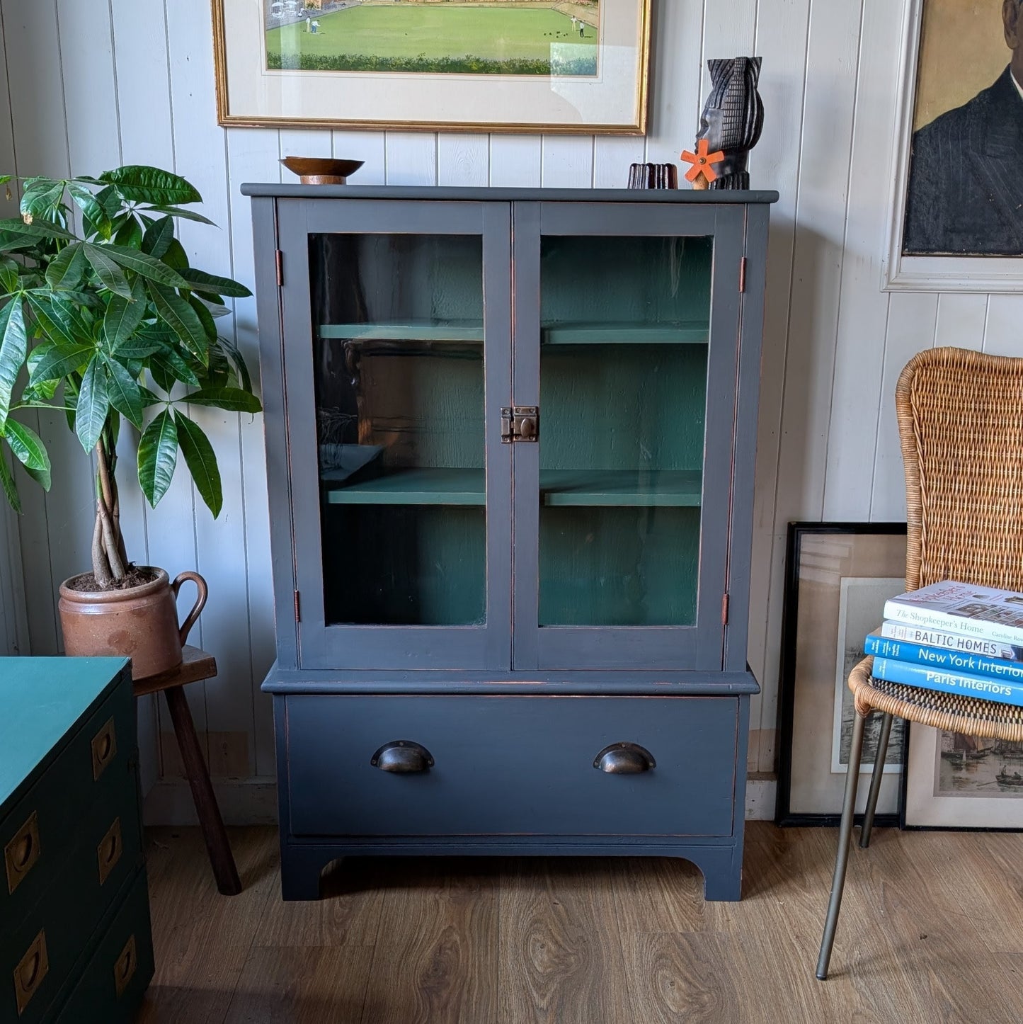 Painted Victorian Glazed Cupboard [ref:7356]