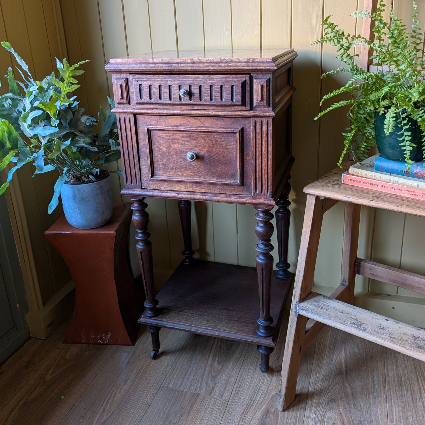 Antique French Marble Top Pot Cupboard