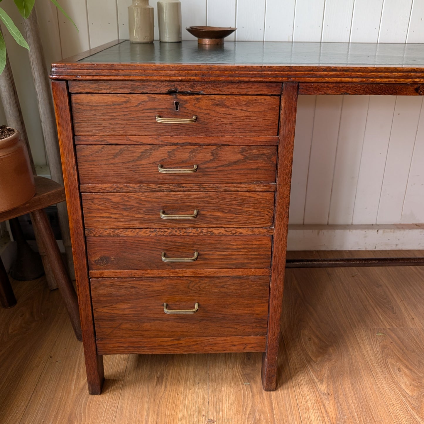 Vintage Art Deco Oak Desk