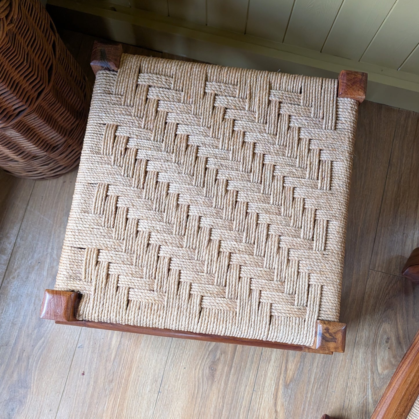 Pair of Mid Century Woven Footstools