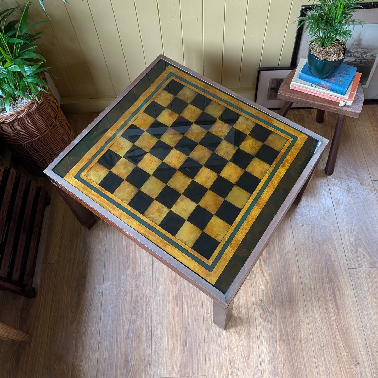 Mid Century Campaign Style Coffee Table/Chess Table