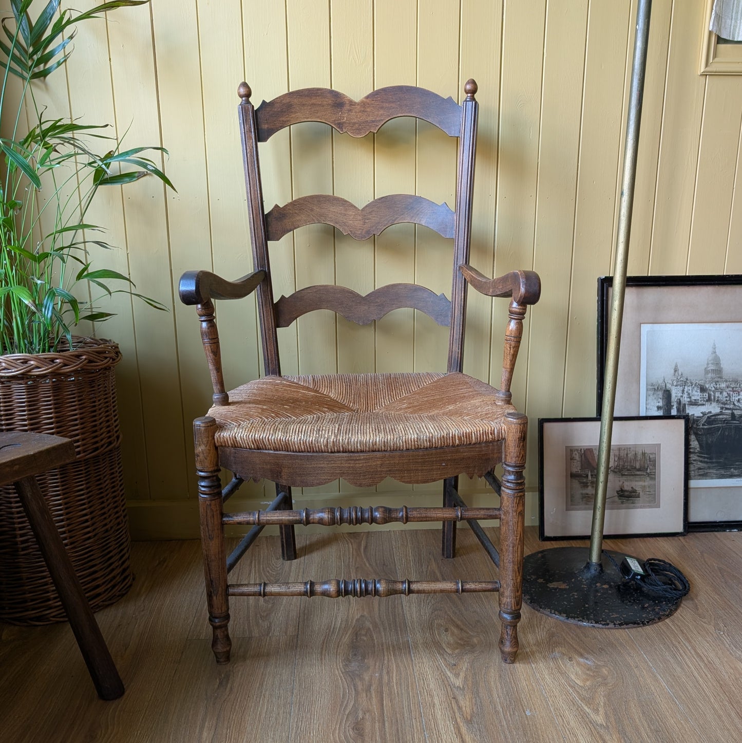 Antique French County Ladder-Back Armchair