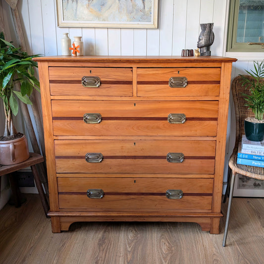 Satin Walnut Antique Chest of Drawers
