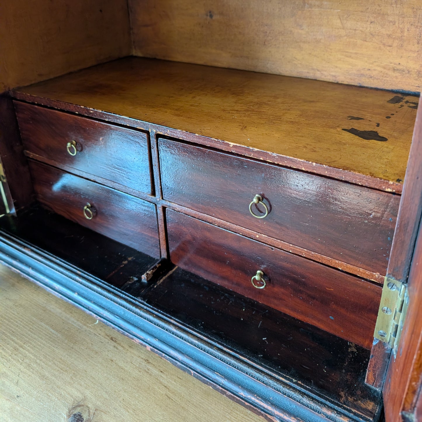 Victorian Ebonized Tabletop Cabinet with Drawers & Gilt Detail c.1890
