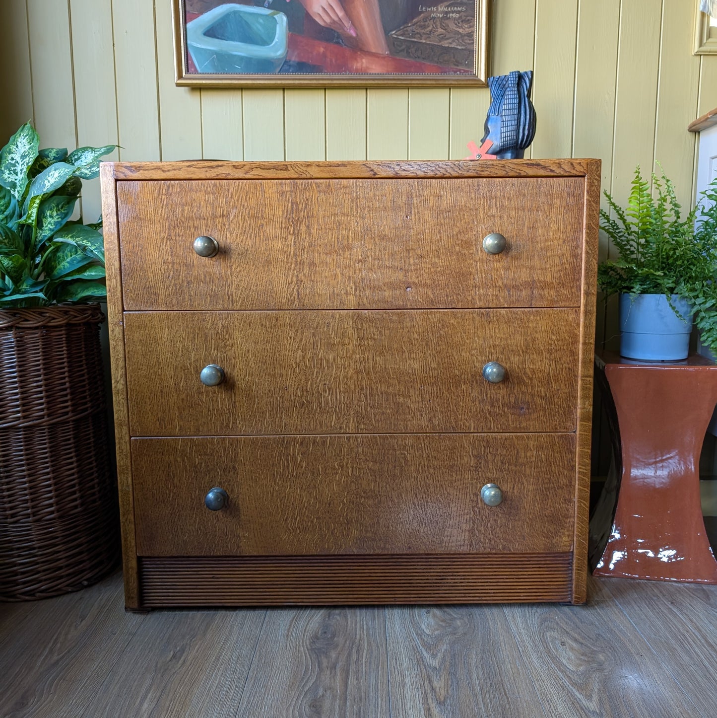 Small 1950s Oak Chest of Drawers
