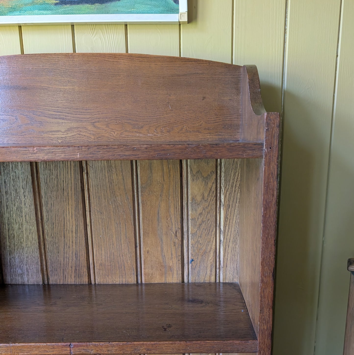 Narrow Antique Oak Bookcase with Bookcase.