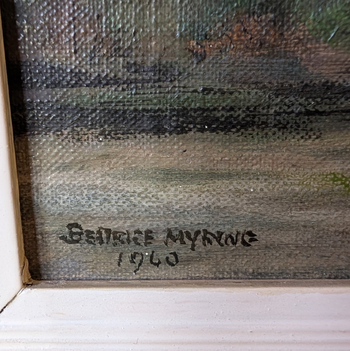 Small Vintage Oil Painting "Lichfield Cathedral Across Minster Pool"