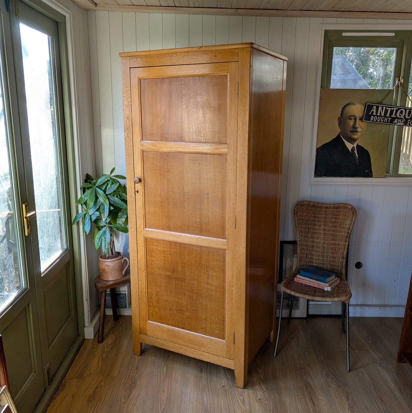 1960s Panalled Oak Wardrobe