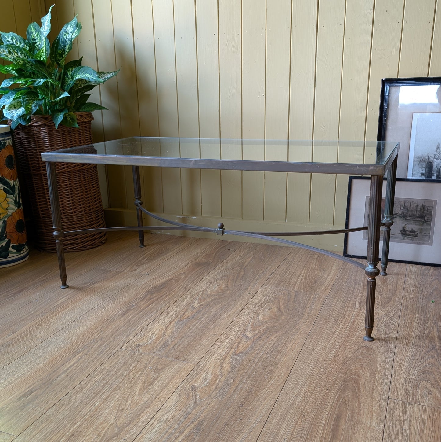 Mid-Century Style Solid Brass and Glass Coffee Table