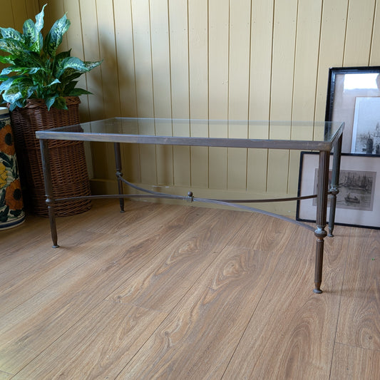 Mid-Century Style Solid Brass and Glass Coffee Table