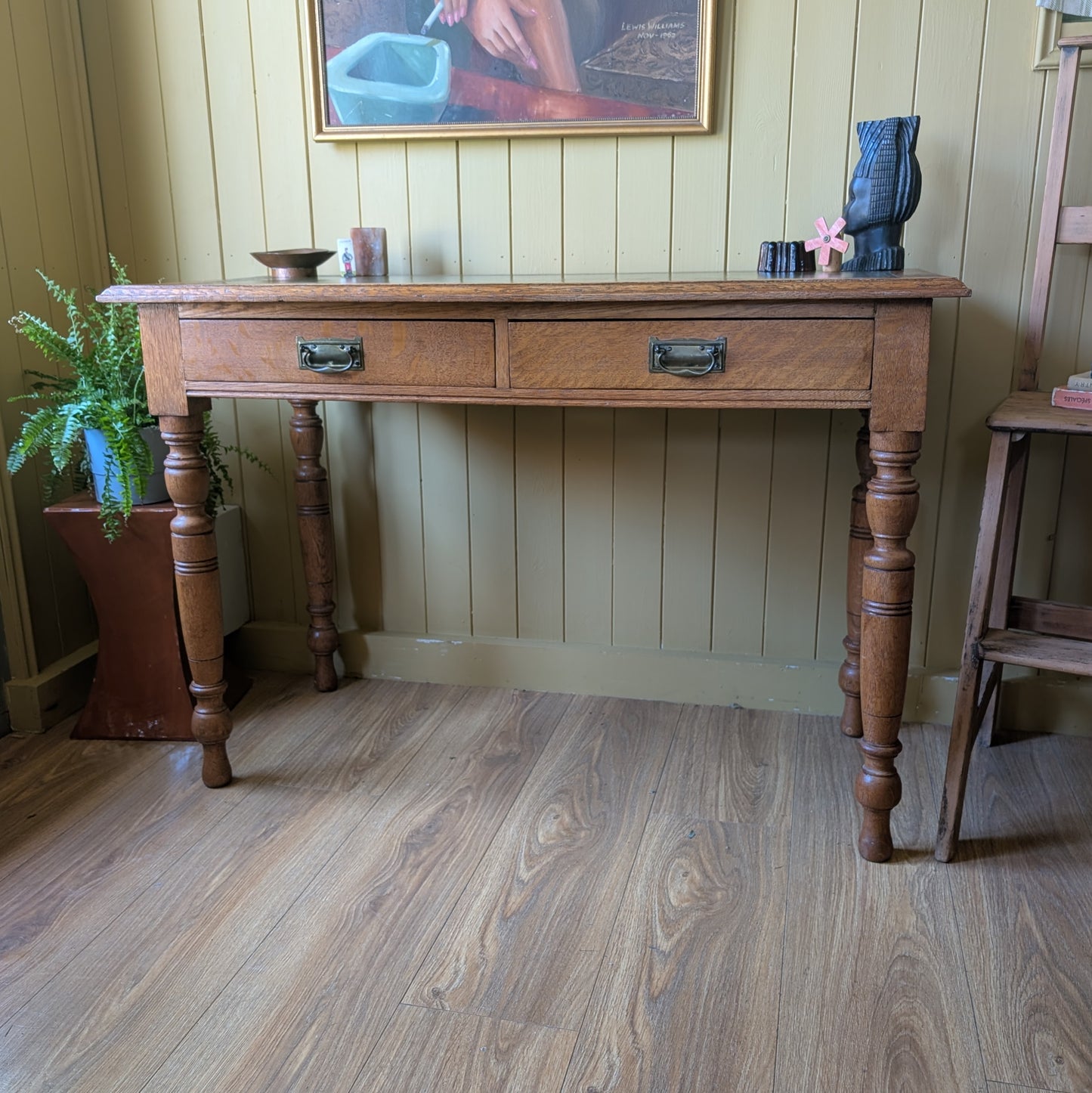 Antique Writing Desk with Leather Top