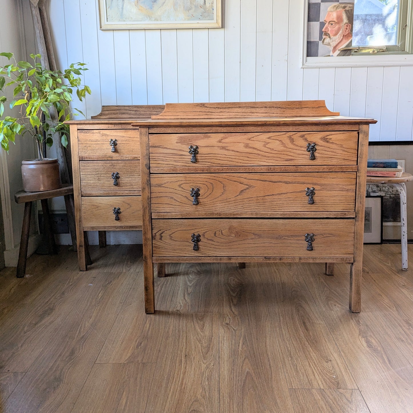 Pair of Vintage Oak Chest of Drawers