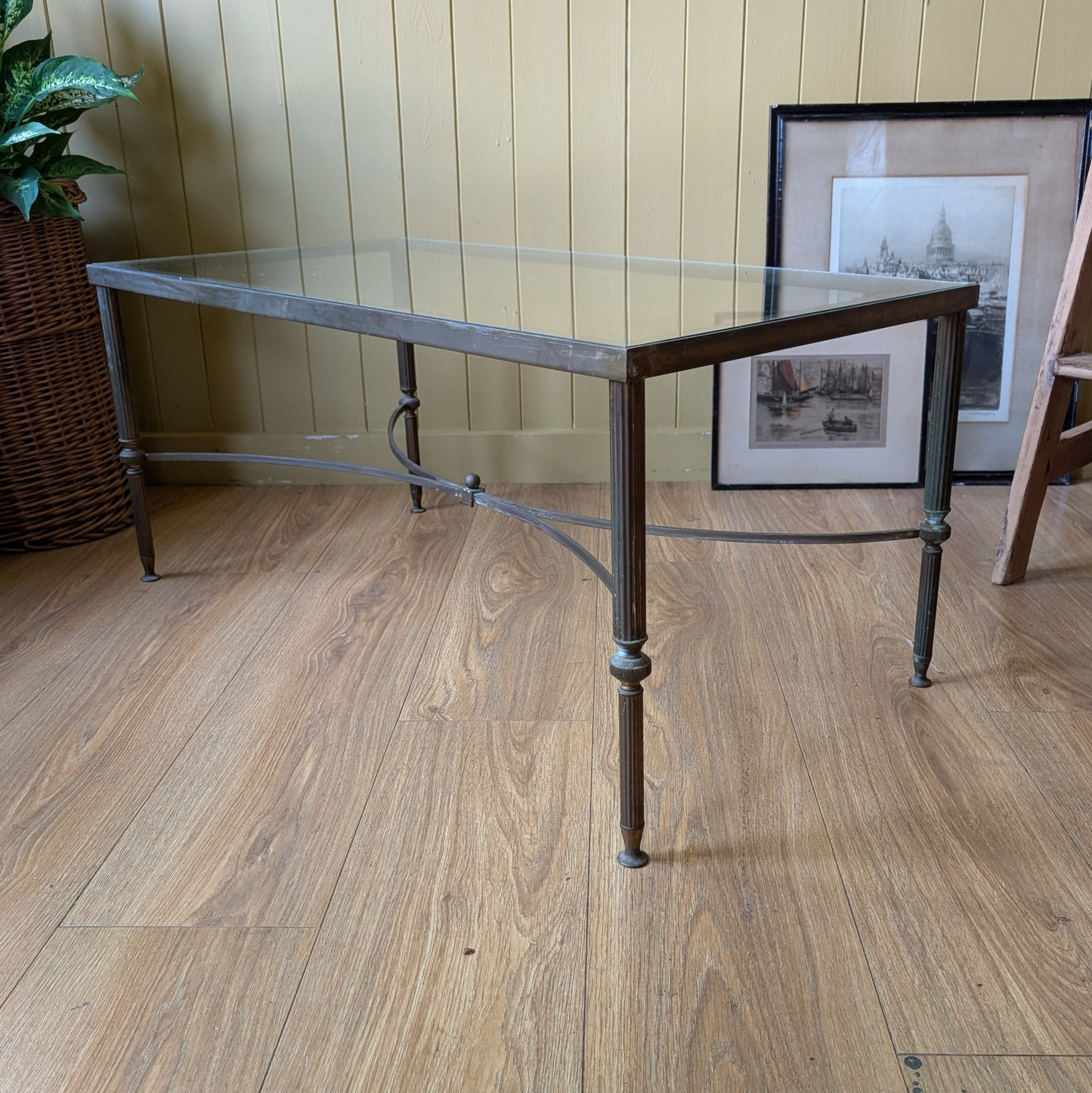 Mid-Century Style Solid Brass and Glass Coffee Table