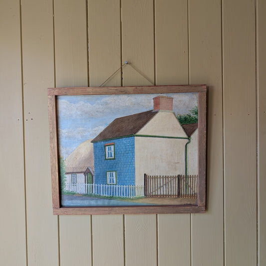 Small Vintage Painting "The Village Corner"