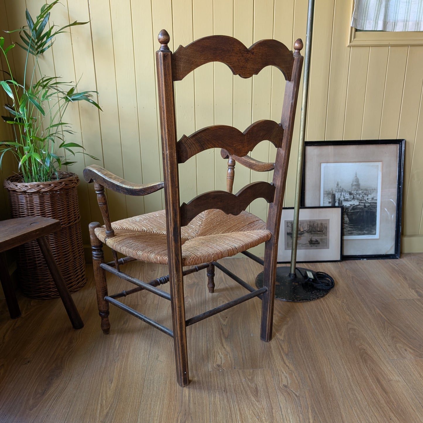 Antique French County Ladder-Back Armchair