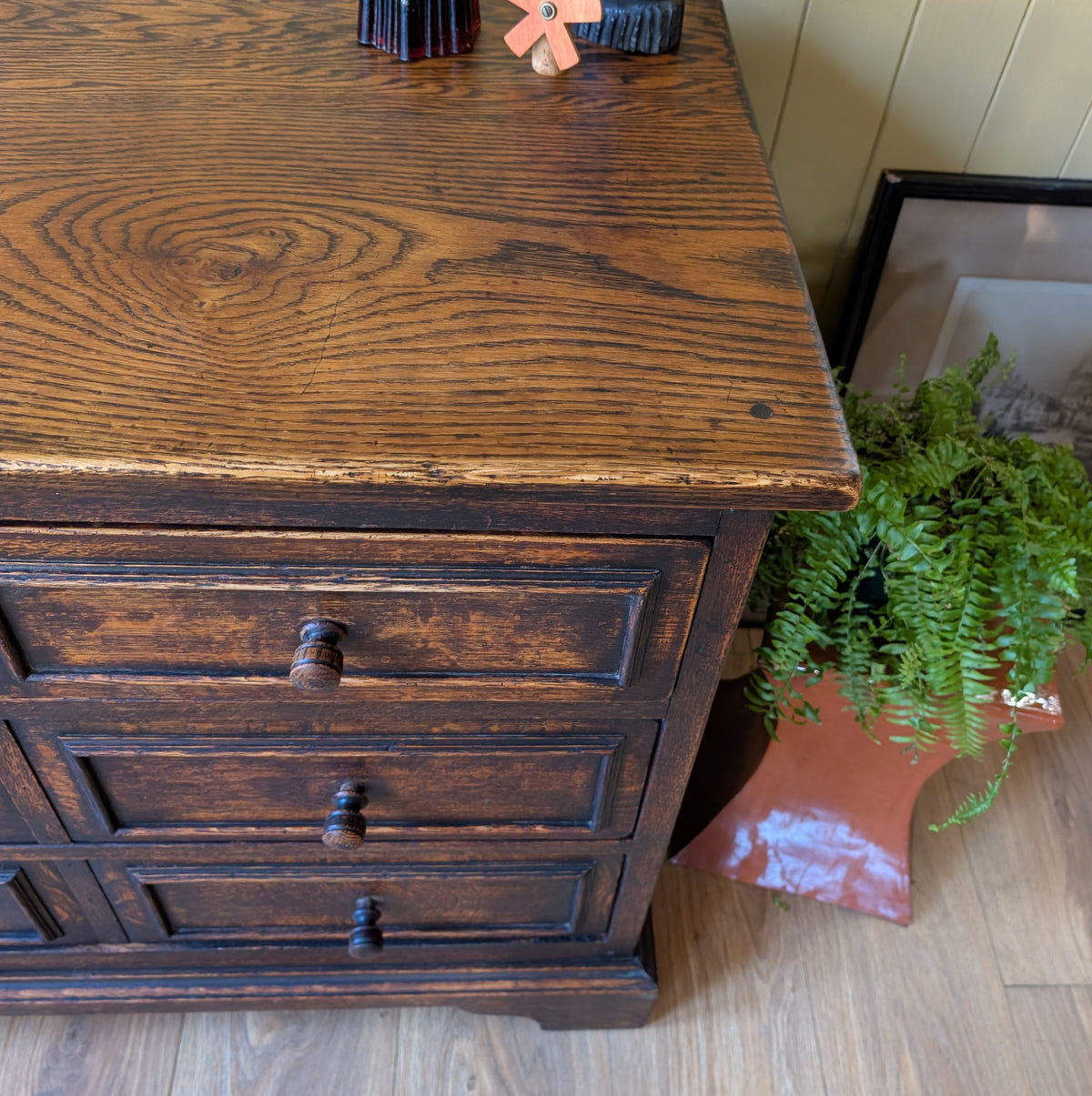 Rustic Solid Oak Antique Chest of Drawers