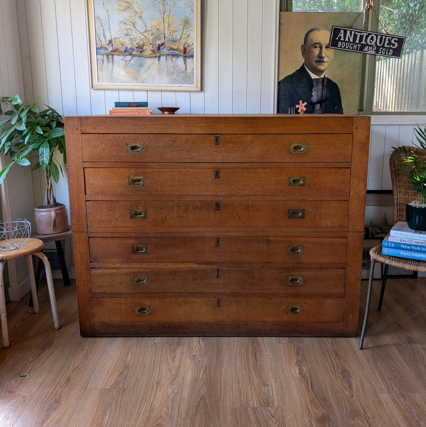 Antique Oak Bank of Drawers [ref:7380]