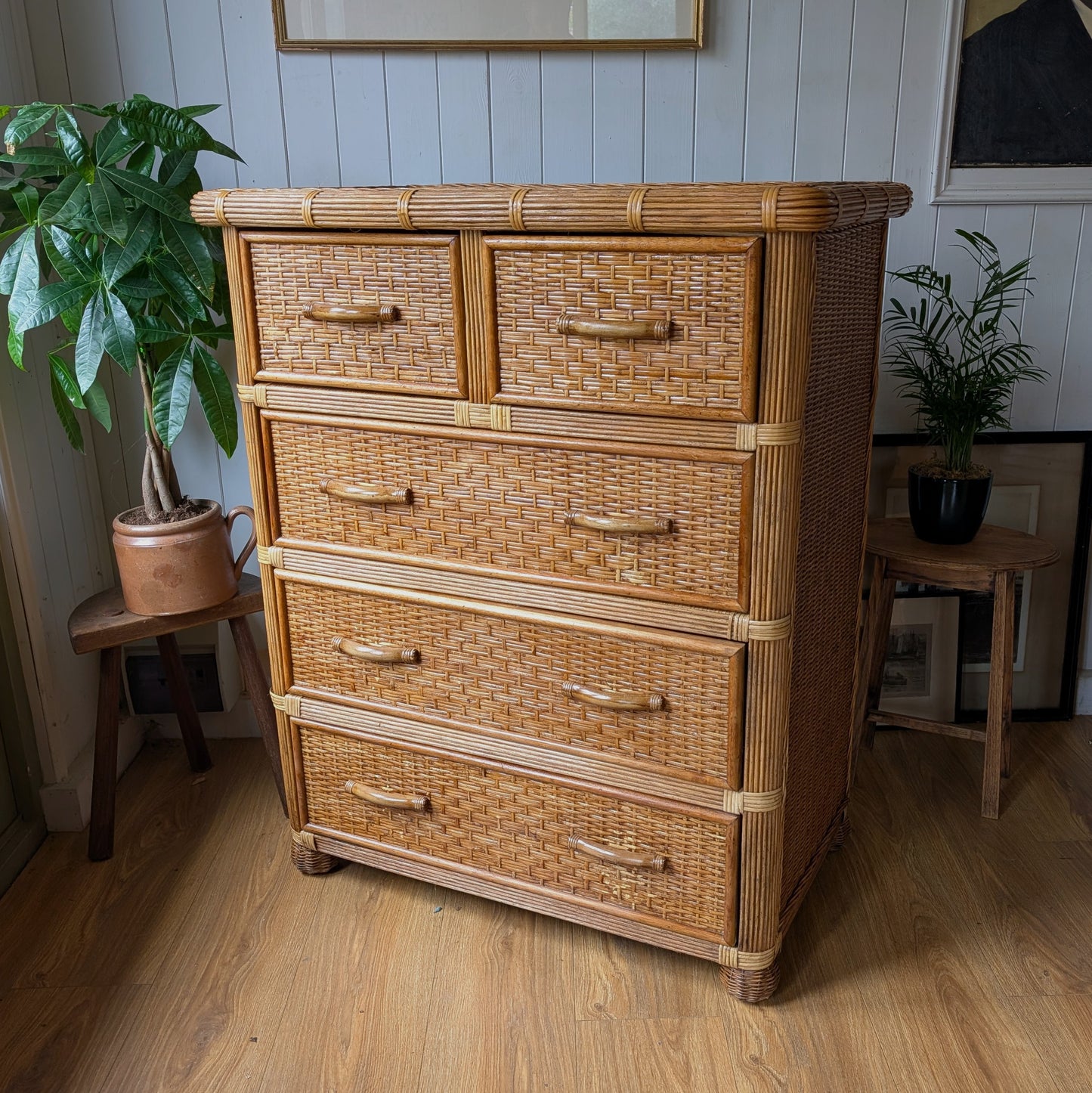 Vintage Wicker Chest of Drawers