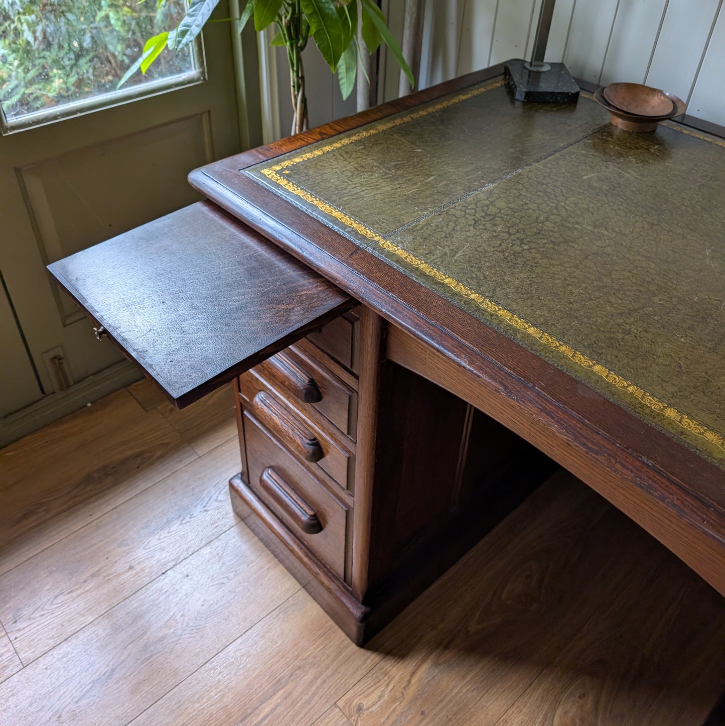 Antique Oak Twin Pedestal Desk