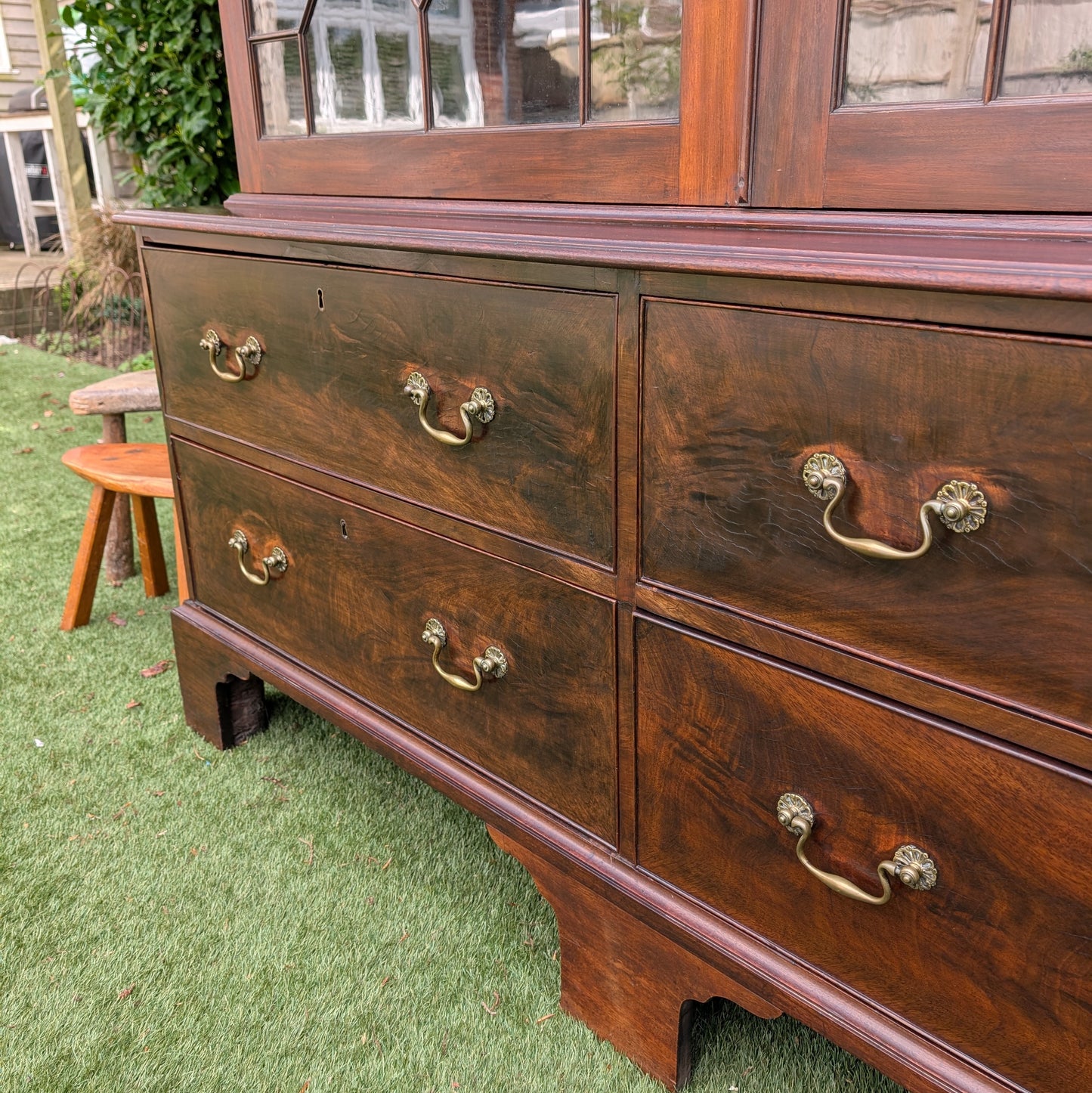 Antique Glazed Bookcase with Drawers