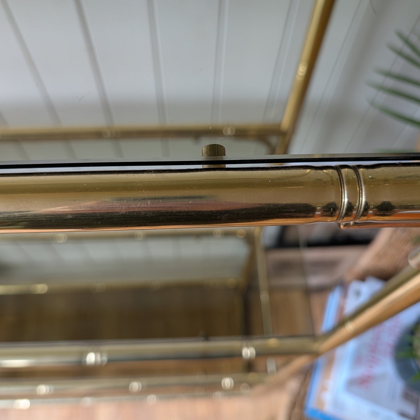 Italian Mid Century Faux Bamboo Brass Shelving Unit
