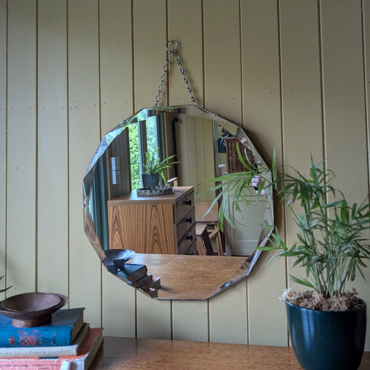 Antique Art Deco Mirror on Chain