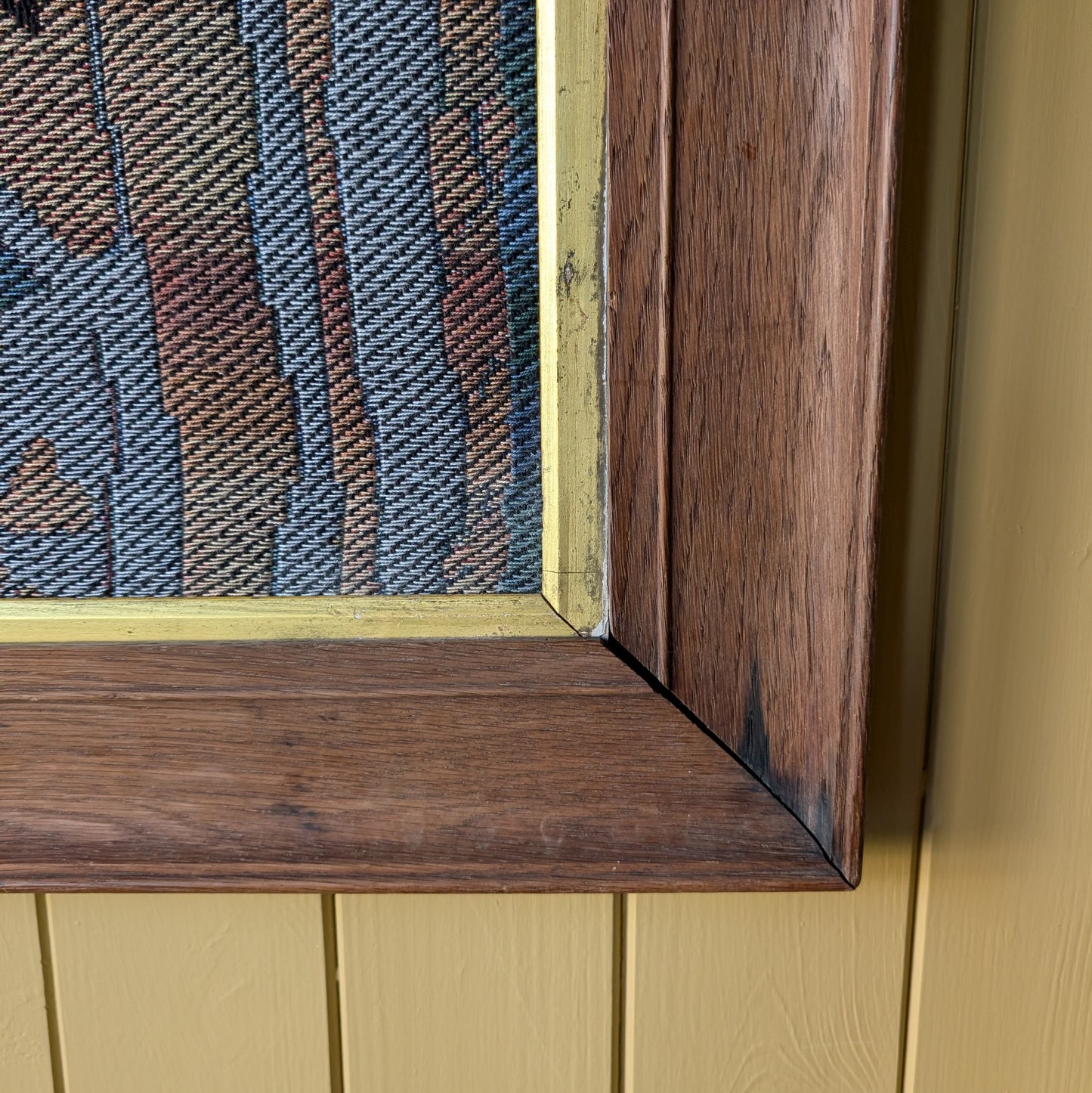 Pair of Vintage Mid-Century Modern Swedish Flatweave Textiles in Oak Frames