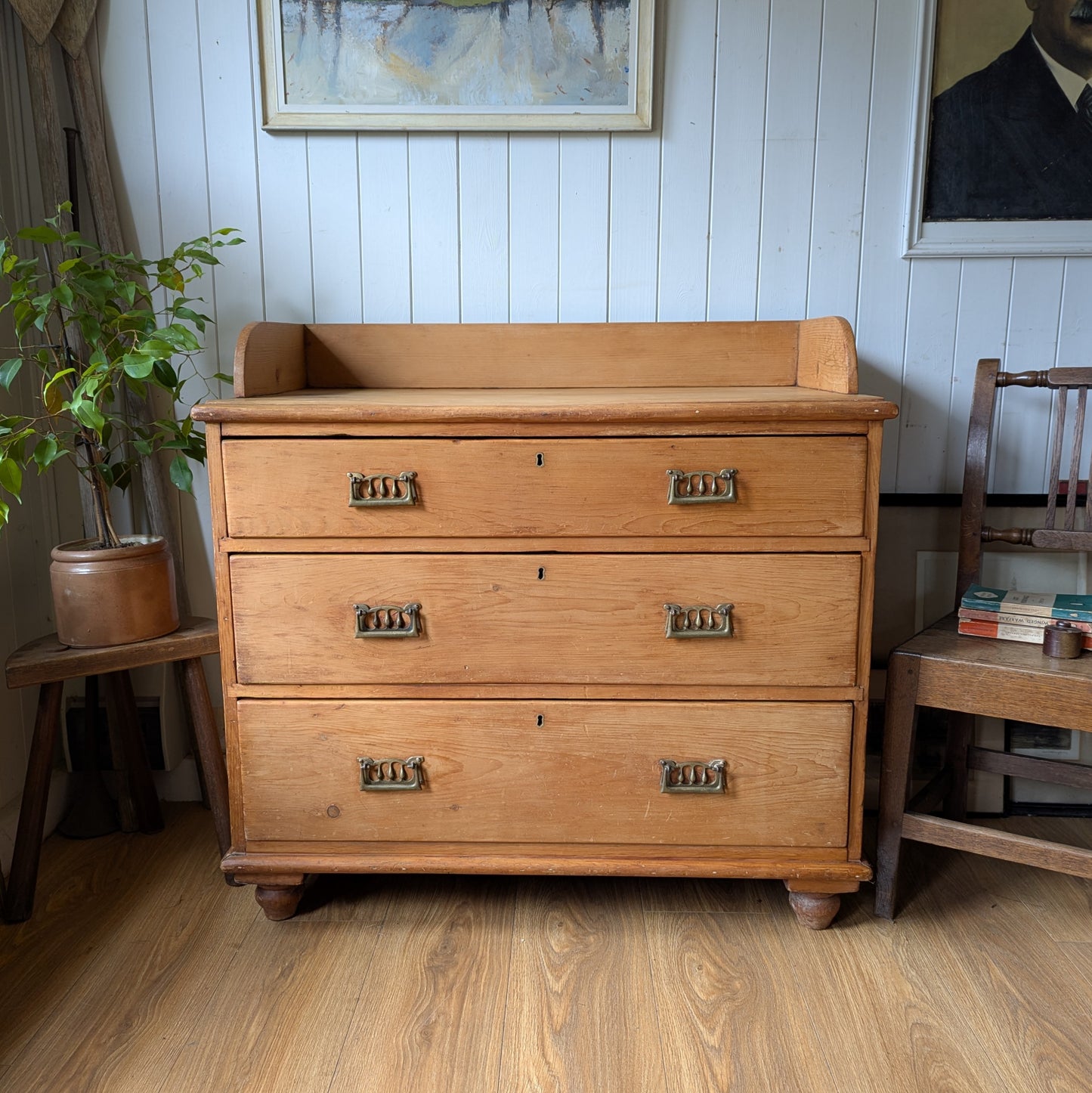 Rustic Victorian Pine Chest of Drawers