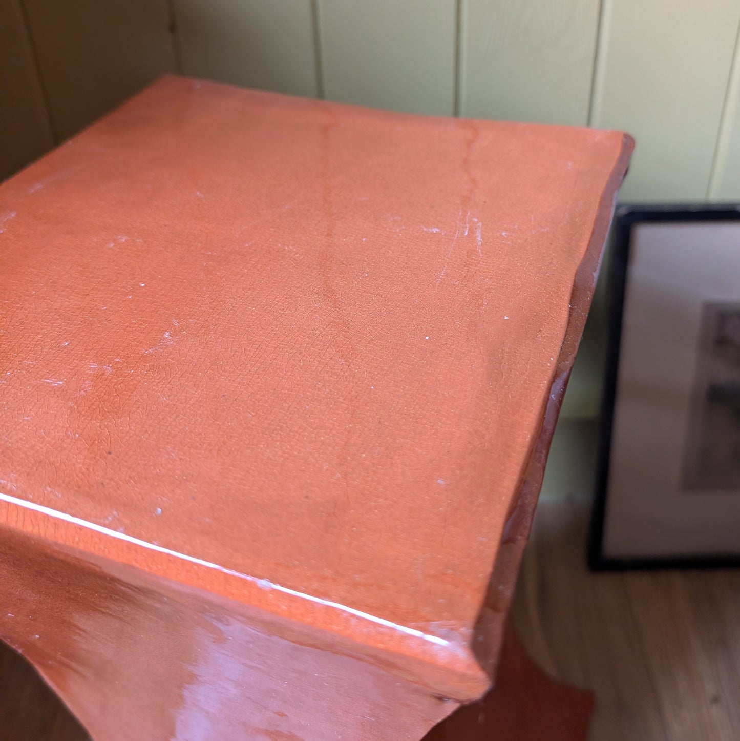 Mid-Century Terracotta Ceramic Pedestal Side Table, 1960s/70s