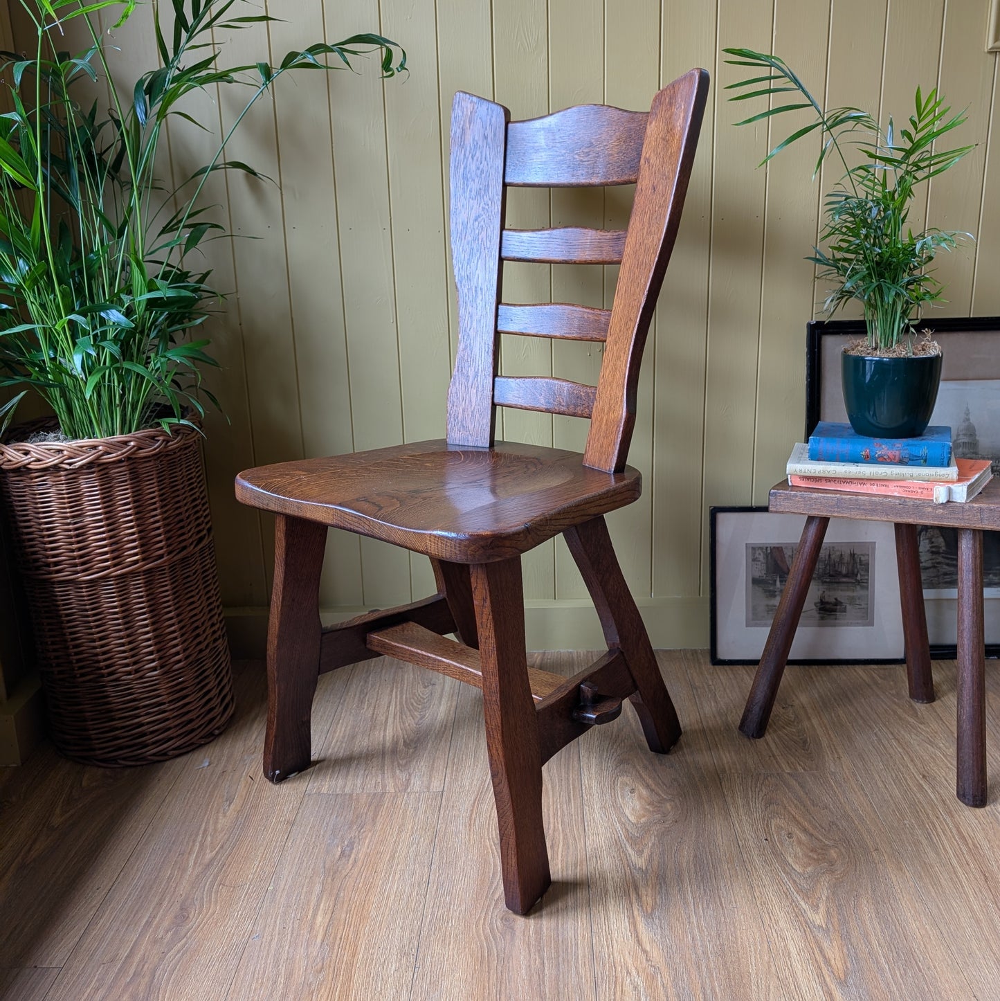 Set of 4 Brutalist Oak Dining Chairs