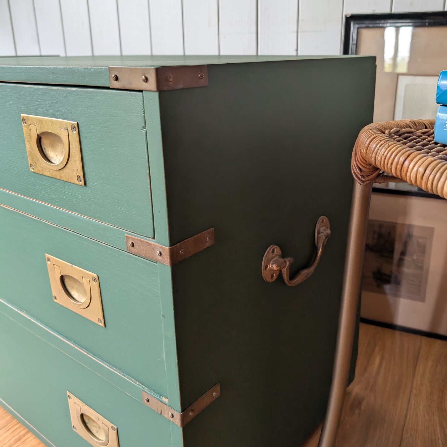 Pair of Mid Century Campaign Style Drawers [ref:7378]
