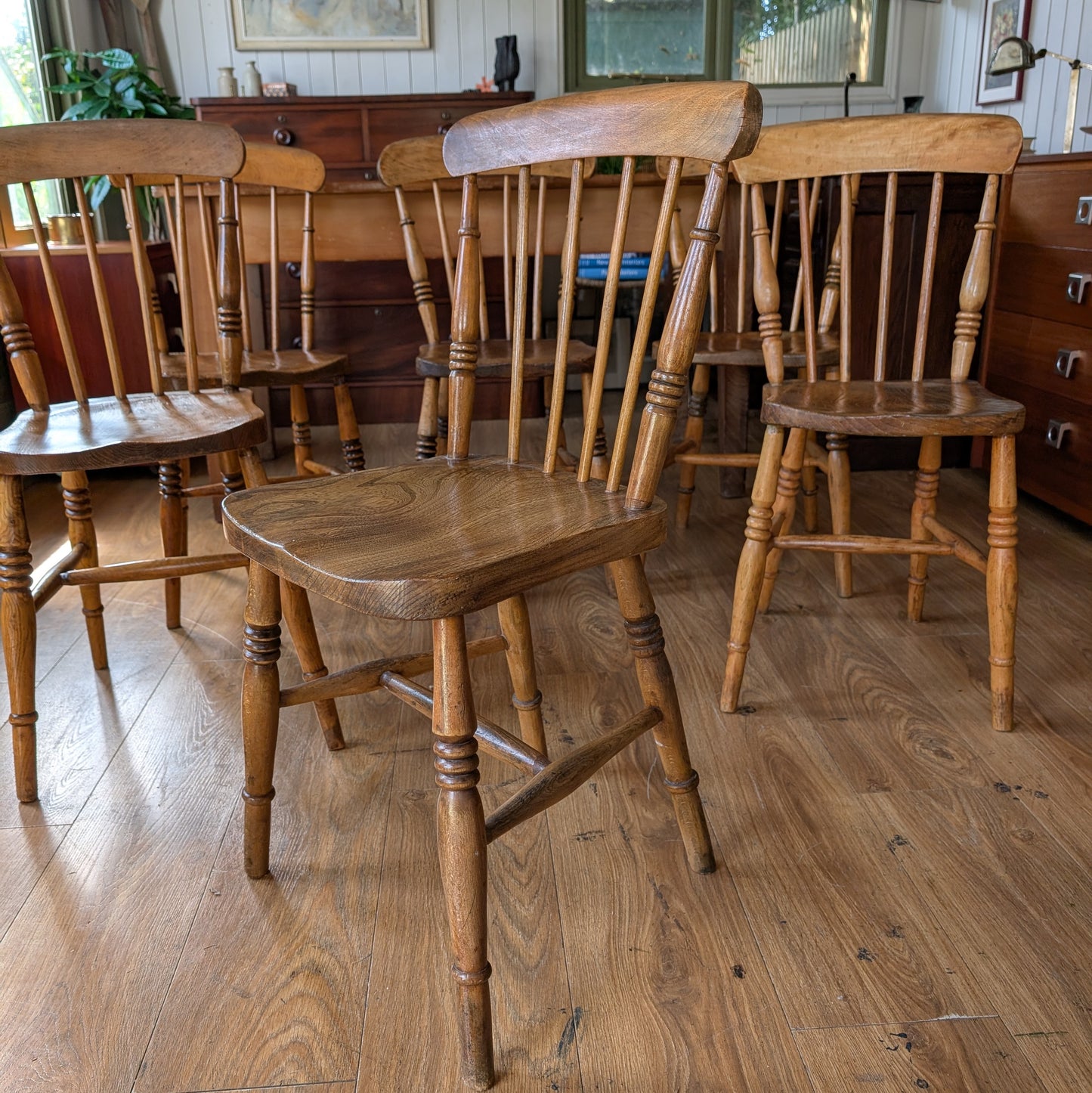 Victorian Kitchen Table and Six Chairs