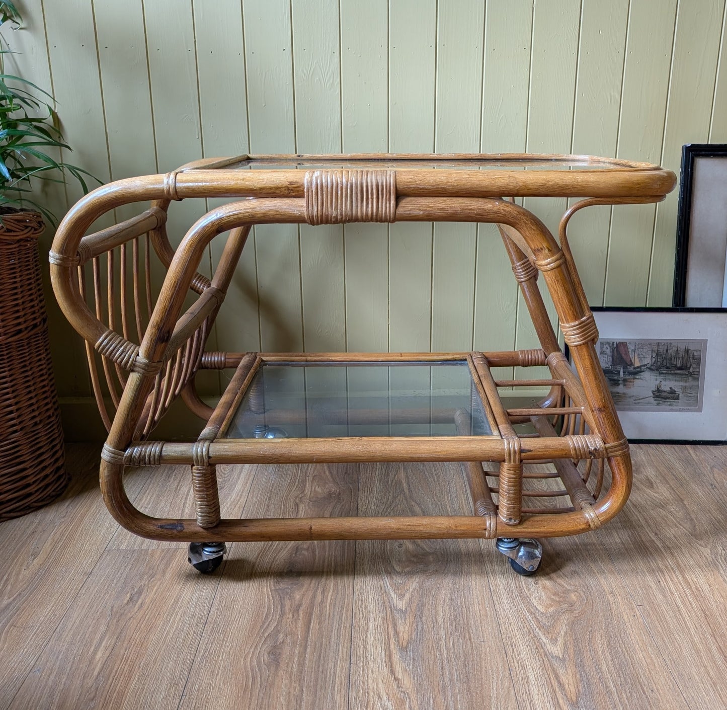 1950s Italian Bamboo Bar Cart