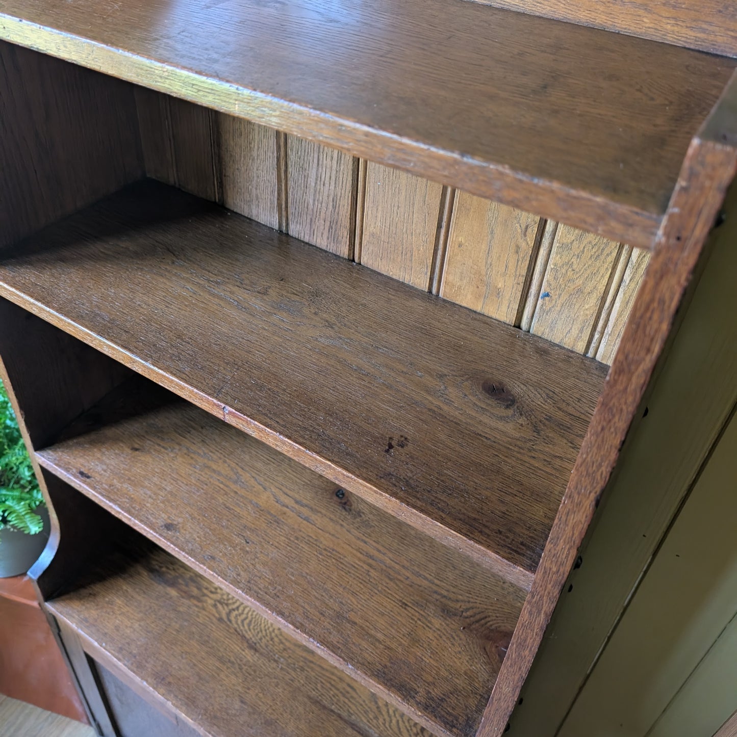 Narrow Antique Oak Bookcase with Bookcase.