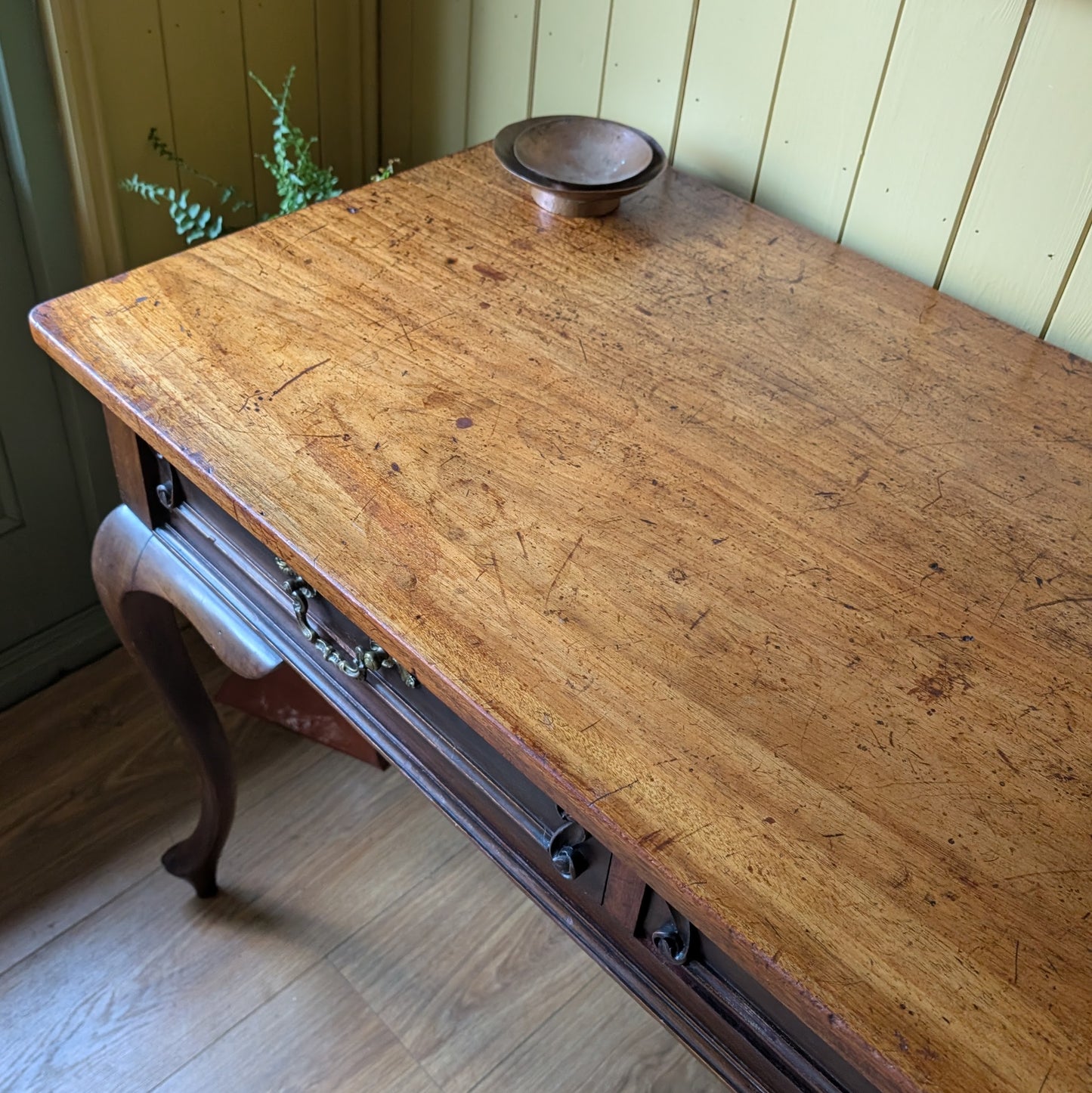 Antique Queen Anne Style Writing Desk with Cabriole Legs