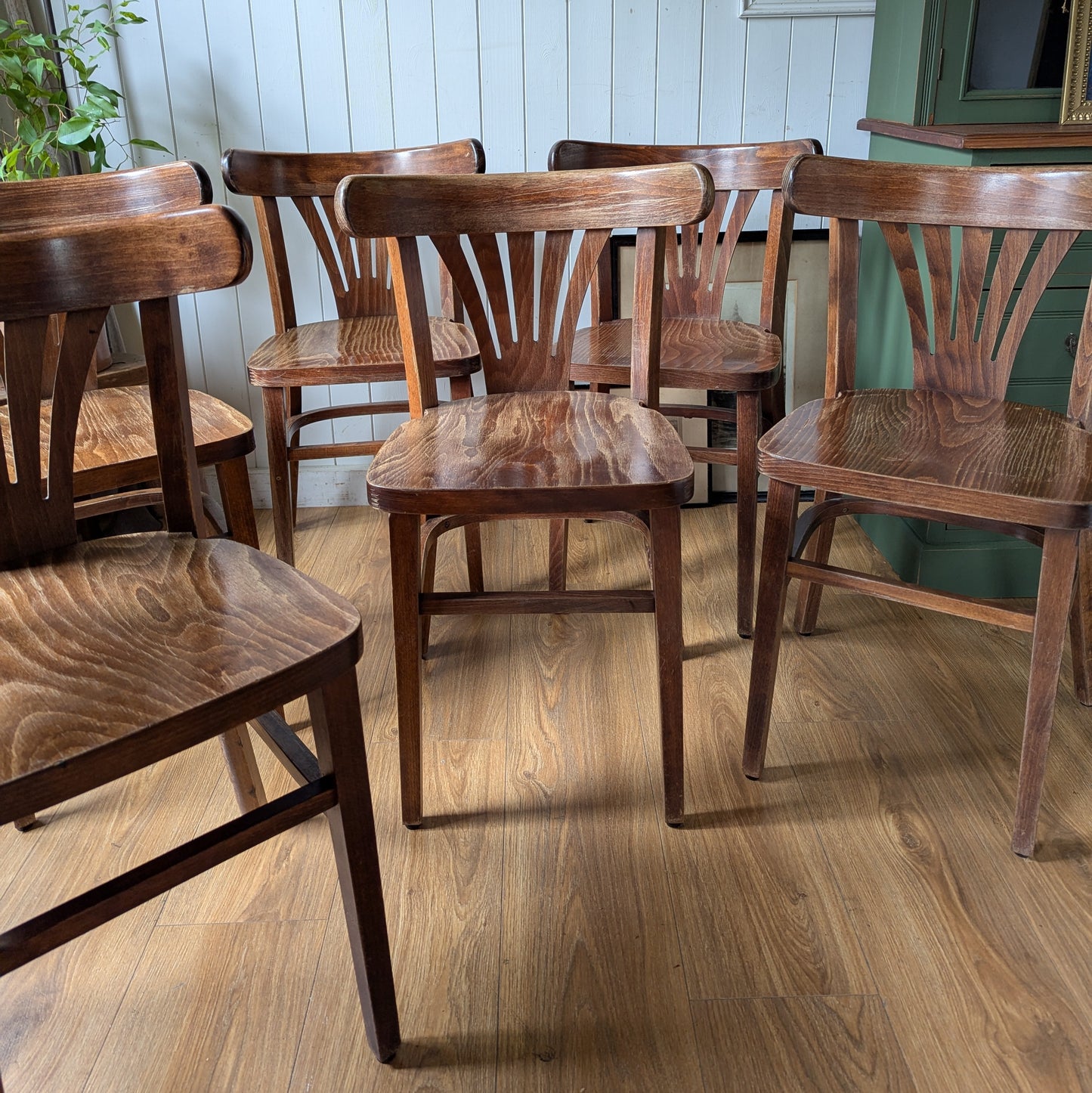 Six Vintage Belgian Bistro Chairs