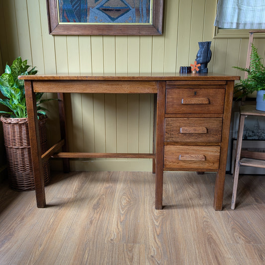 Vintage Oak Pedestal Desk