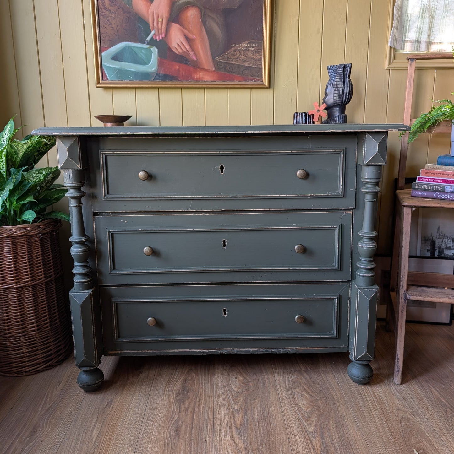 Painted Antique French Chest of Drawers