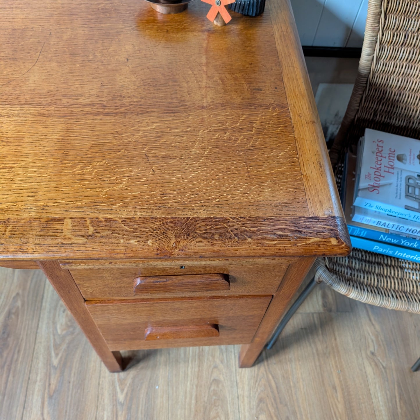 Antique Oak Pedestal Desk