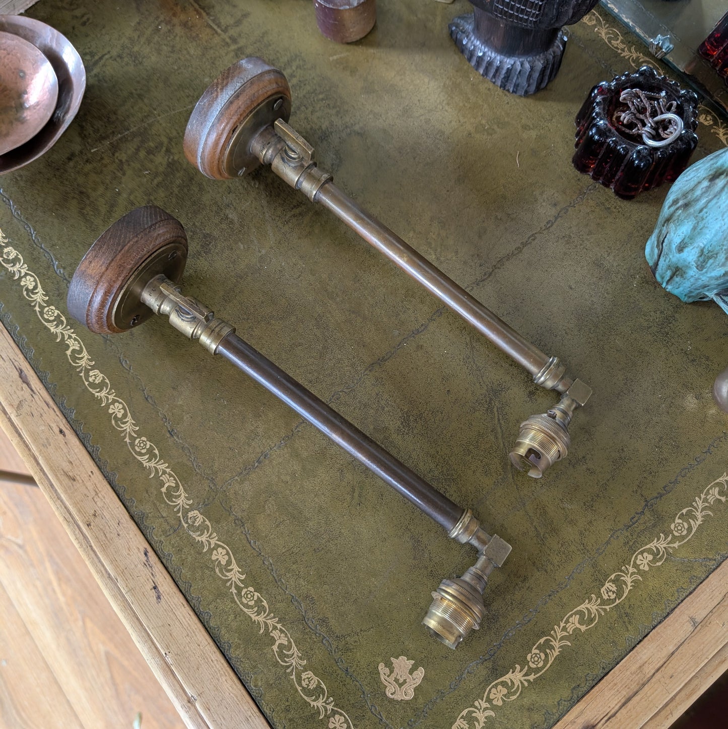 Pair of Antique Brass Wall Lights