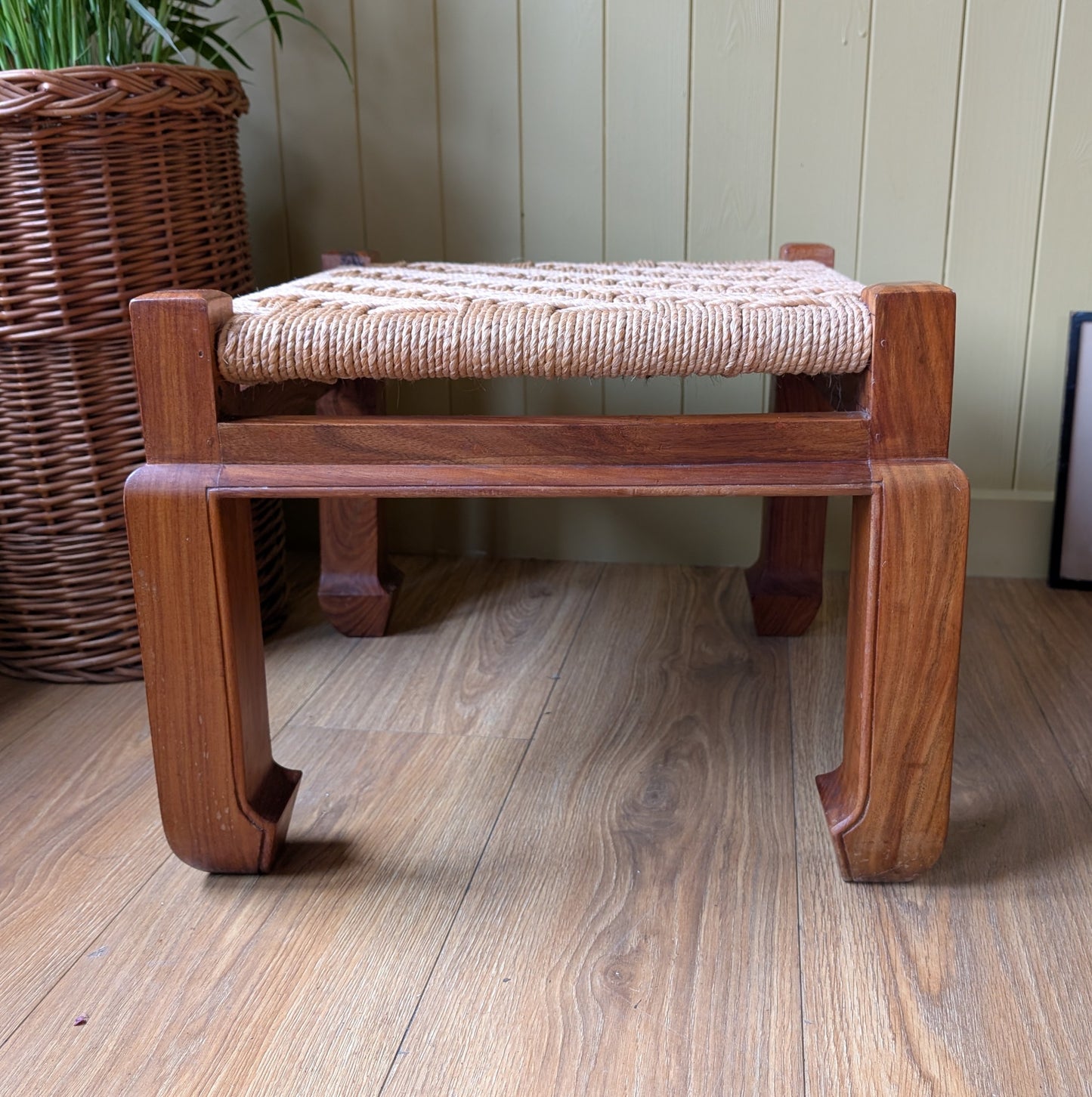 Pair of Mid Century Woven Footstools