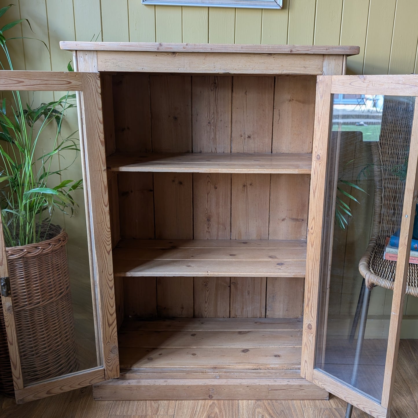 Small Victorian Glazed Pine Cabinet