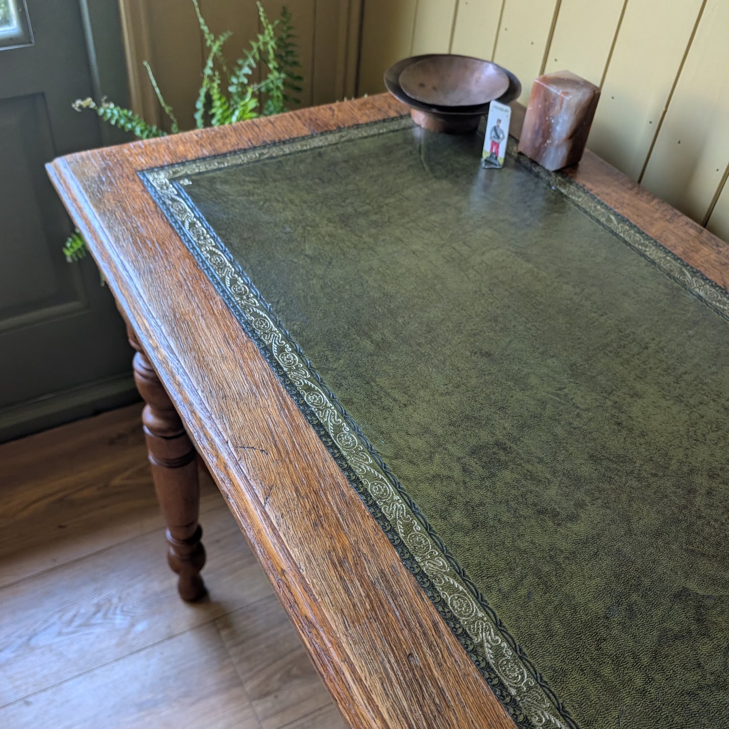 Antique Writing Desk with Leather Top