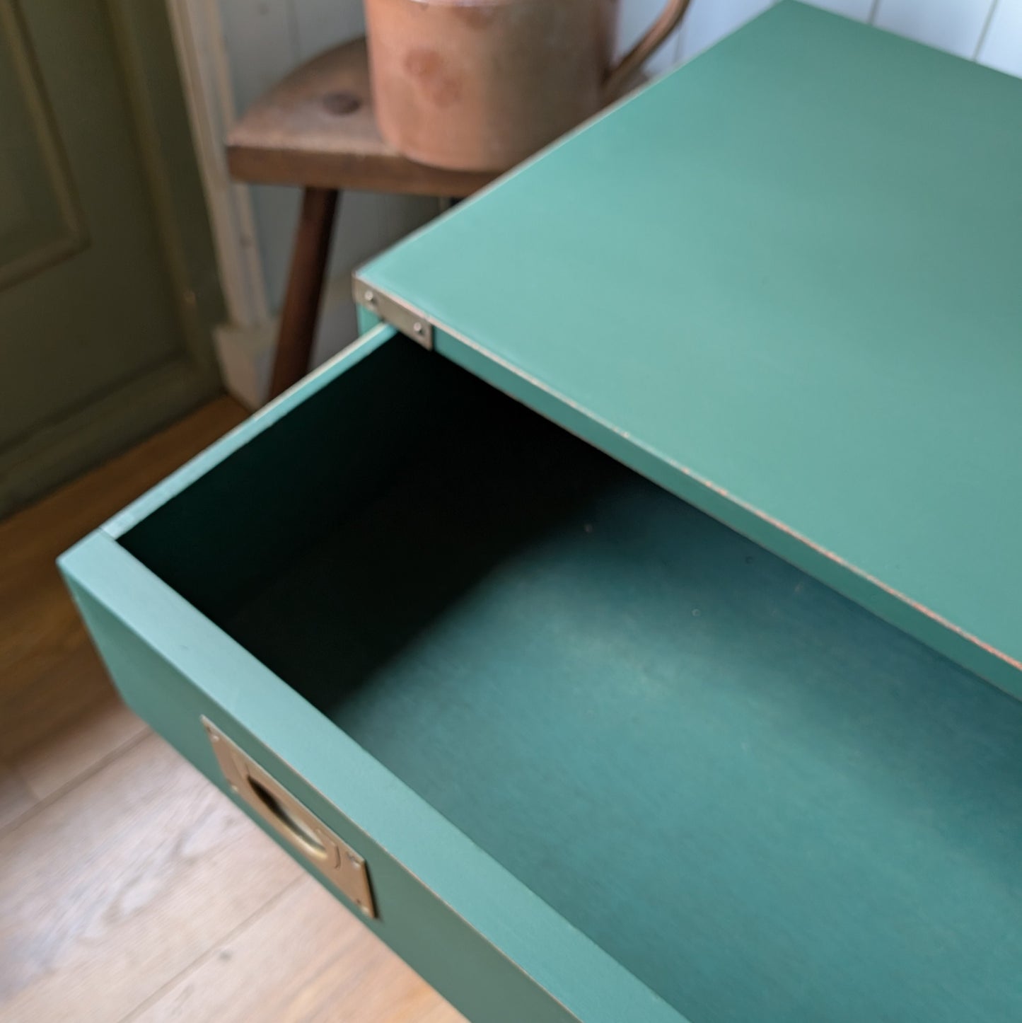 Pair of Mid Century Campaign Style Drawers [ref:7378]