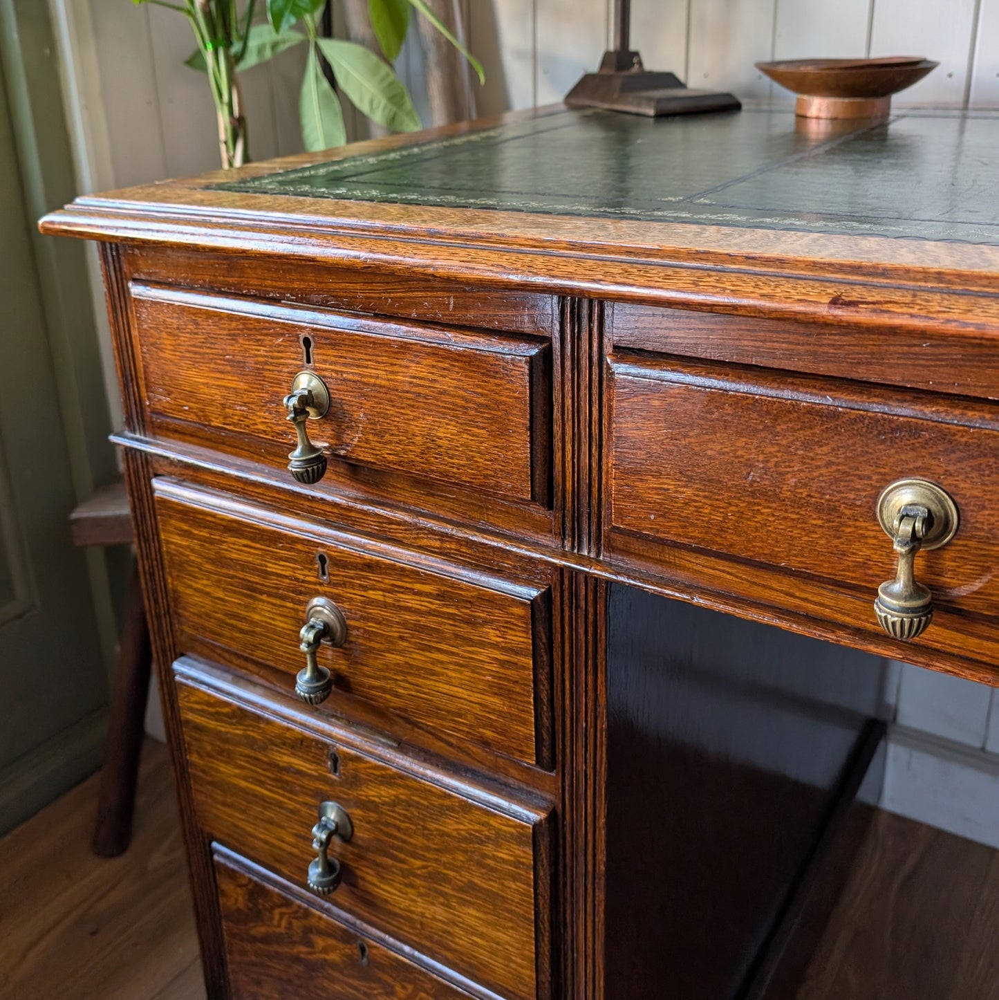 Antique Oak Twin Pedestal Desk