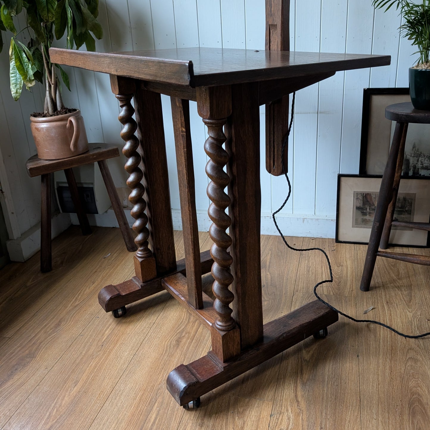 Antique French Draughtsmans Desk with Light