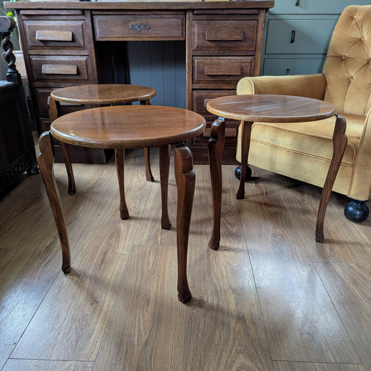 Set of Three Stacking Oak Side Tables