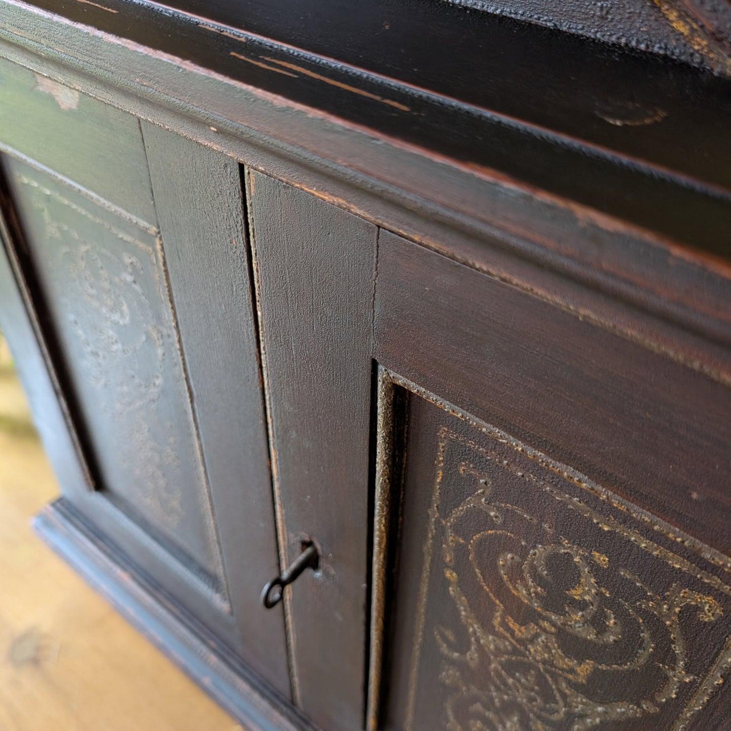 Victorian Ebonized Tabletop Cabinet with Drawers & Gilt Detail c.1890