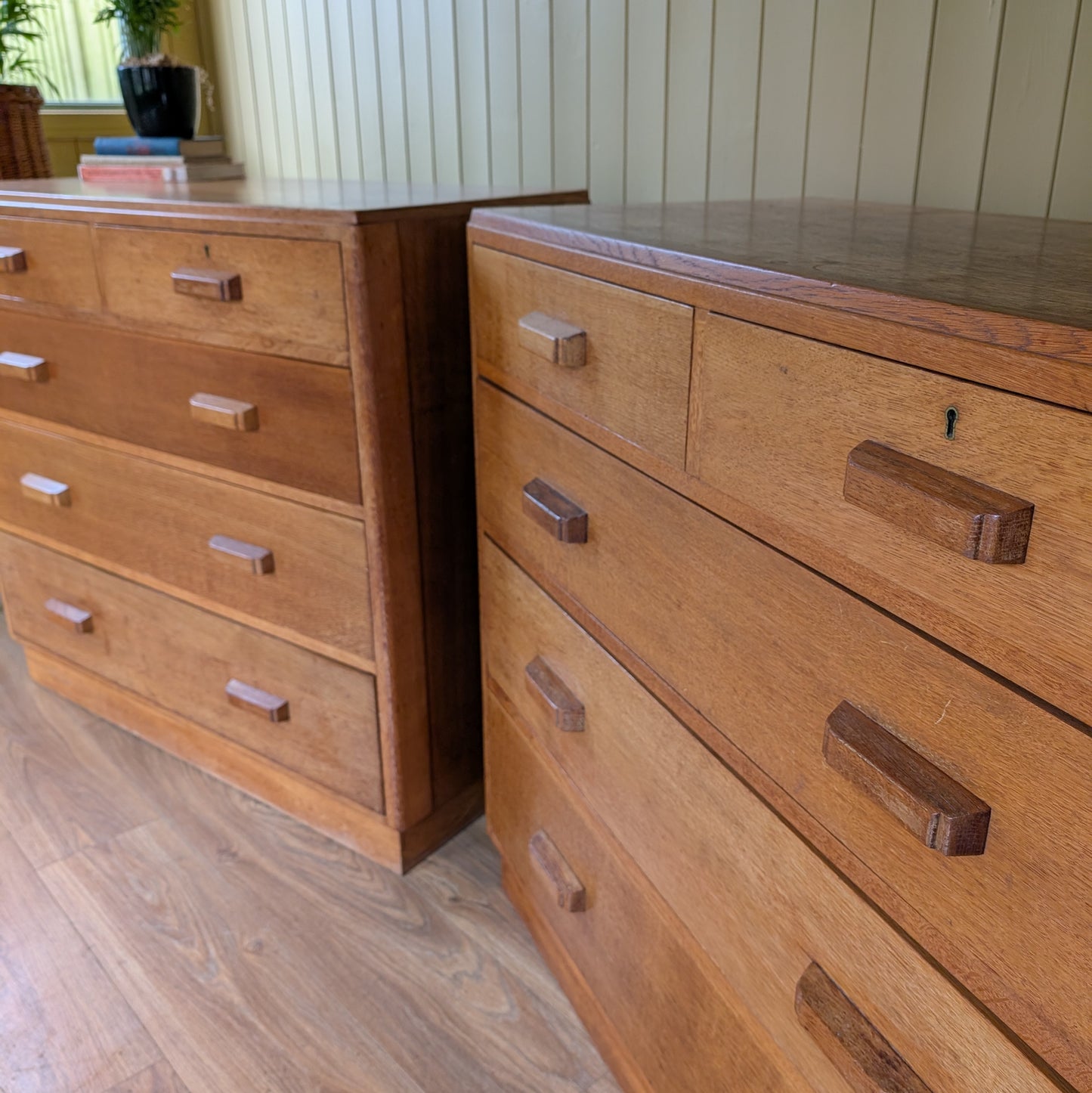 Pair of Vintage Oak Military Chest of Drawers